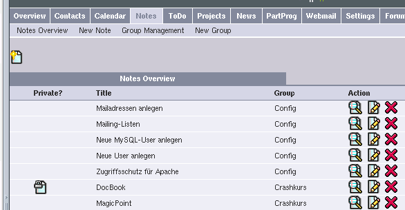 Notes overview