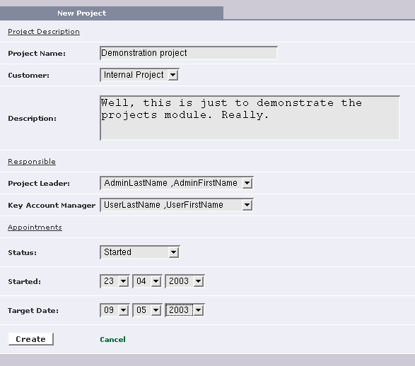 Creating a project