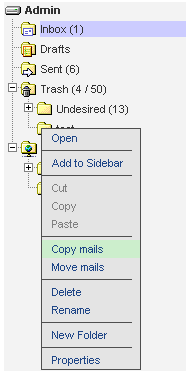 Mail actions in the tree view