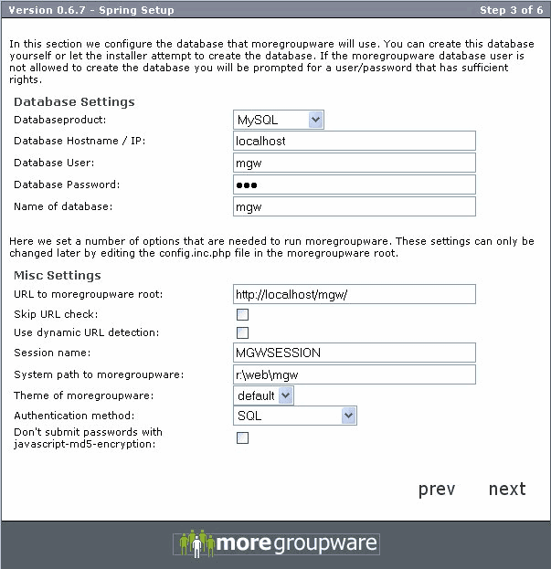 Settings screen